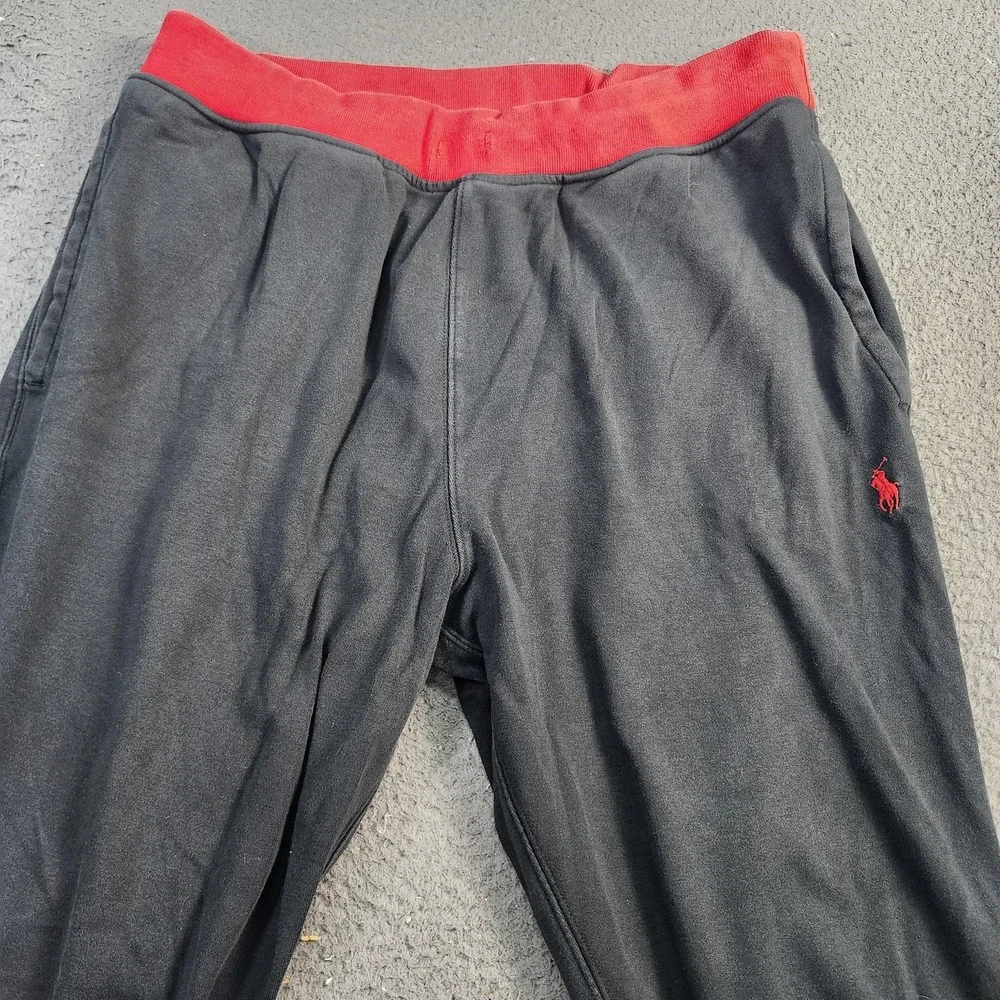 Polo Ralph Lauren Jogger Pants Mens Medium Black Elastic Waist Pony Logo Casual